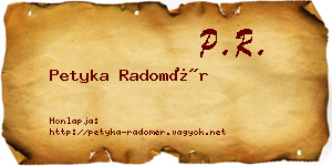 Petyka Radomér névjegykártya